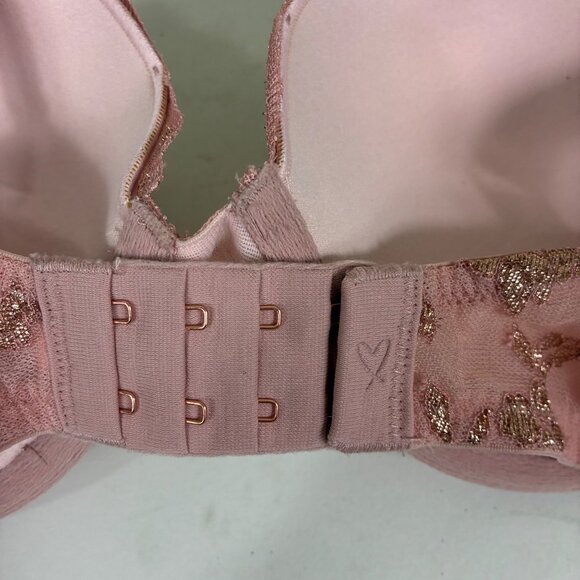Victoria’s Secret Dream Angels Push-Up Bra Pink Gold Floral Sz 34DD Glamorous - Picture 5 of 7
